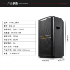 狮乐（SHILE）BM-15十五英寸专业舞台音箱大型会议室户外演出大功率音响（单位：对）一对