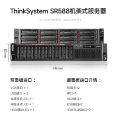 联想SR588服务器2U机架式国产机型AI算力2颗银牌4210R16GB内存2x2TB硬盘raid卡